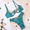 Lingerie Sexy Underwear Three Point Satin Embroidery Stitching See through Dew Pajama Set