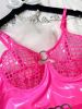 Women Clothing Hollowed out Sexy Mesh Splicing Fabric Leather Sexy Jumpsuit