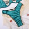 Lingerie Sexy Underwear Three Point Satin Embroidery Stitching See through Dew Pajama Set