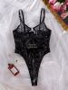 Women Clothing Hollowed out Sexy Mesh Splicing Fabric Leather Sexy Jumpsuit