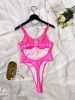 Women Clothing Hollowed out Sexy Mesh Splicing Fabric Leather Sexy Jumpsuit